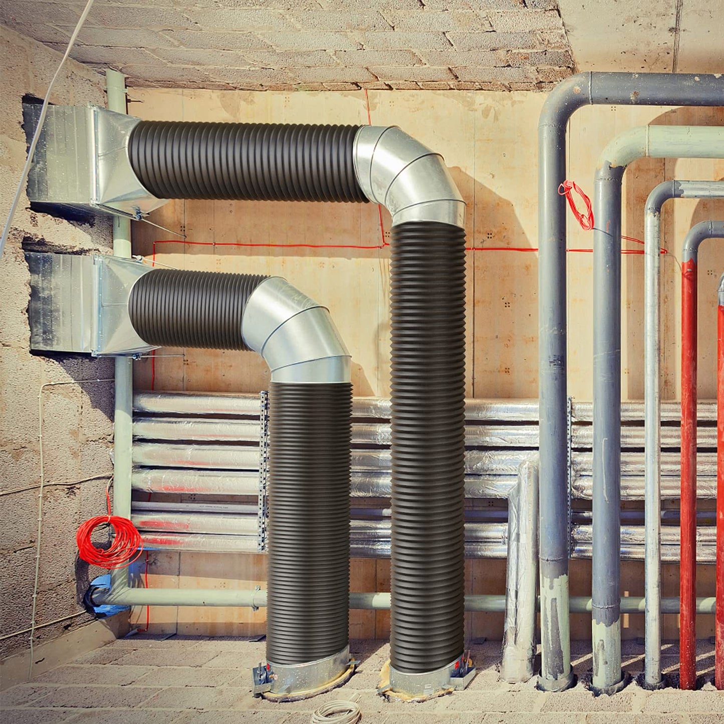 iPower Flexible Aluminum Ducting 4 Layer Protection Dryer Vent Hose for HVAC Heating Cooling Ventilation and Exhaust, 2 Clamps Included
