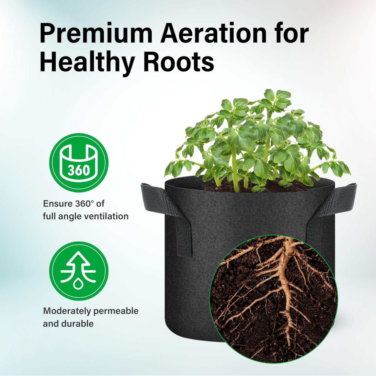YSSOA Nonwoven Fabric Plant Pots with Handles,