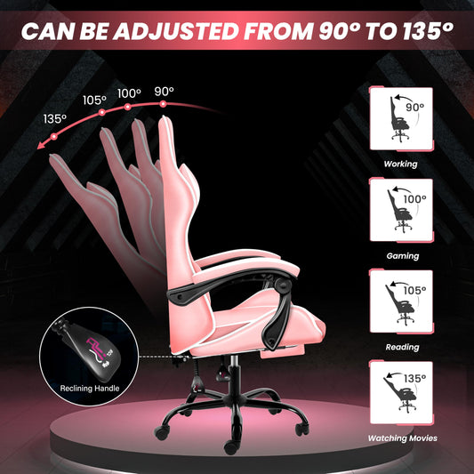 HealSmart Gaming Chair, Backrest and Seat Height Adjustable Swivel Recliner Racing Office Ergonomic Video Game Chair with Footrest
