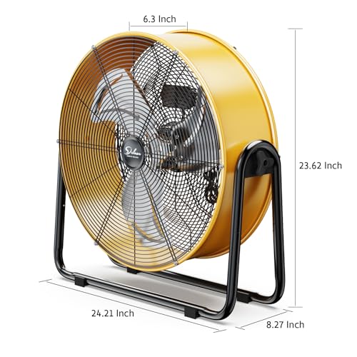 Simple Deluxe 24-Inch Heavy Duty Metal Drum Fan, 3-Speed High Velocity Industrial Floor Fan for Warehouses, Workshops, Factories and Basements