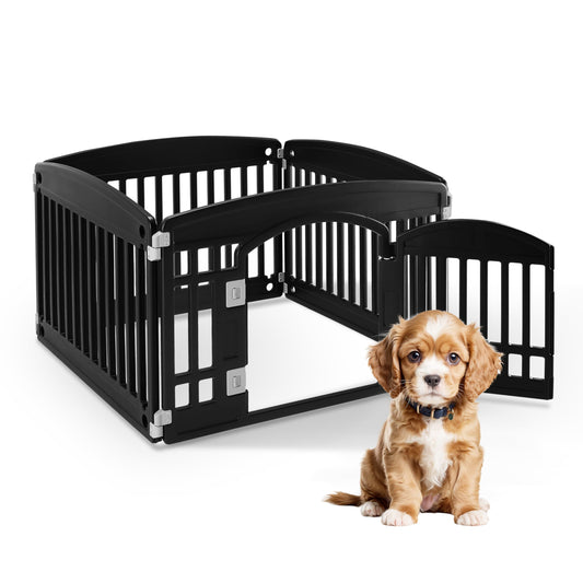 HealSmart Dog Playpen, 24” Exercise Puppy Playpen with Door, Safe, Secure, Folding & Portable Pet Playpen