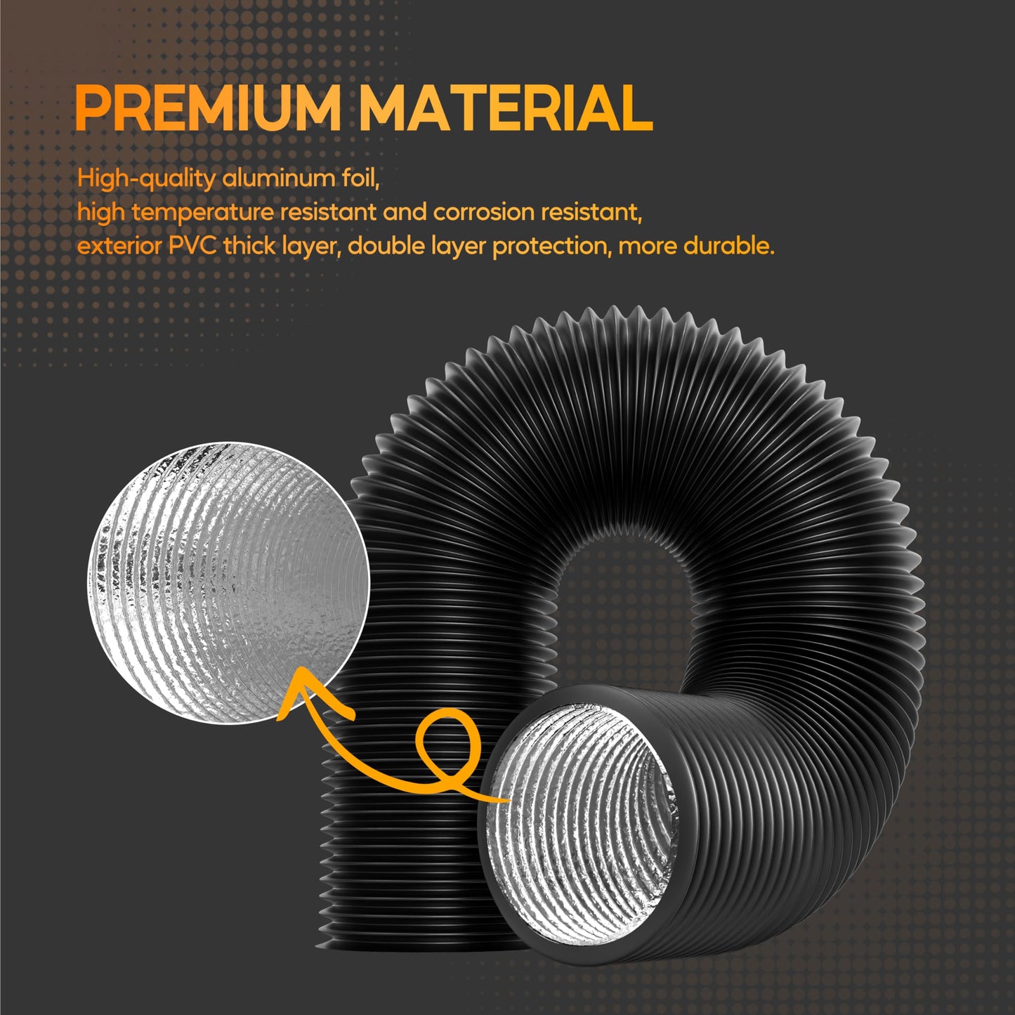 HealSmart Exhaust Inline Duct Fan Vent Booster Blower and Non-Insulated Flex Air Aluminum Foil Ducting for Indoor Grow Tent Hydroponics Ventilation