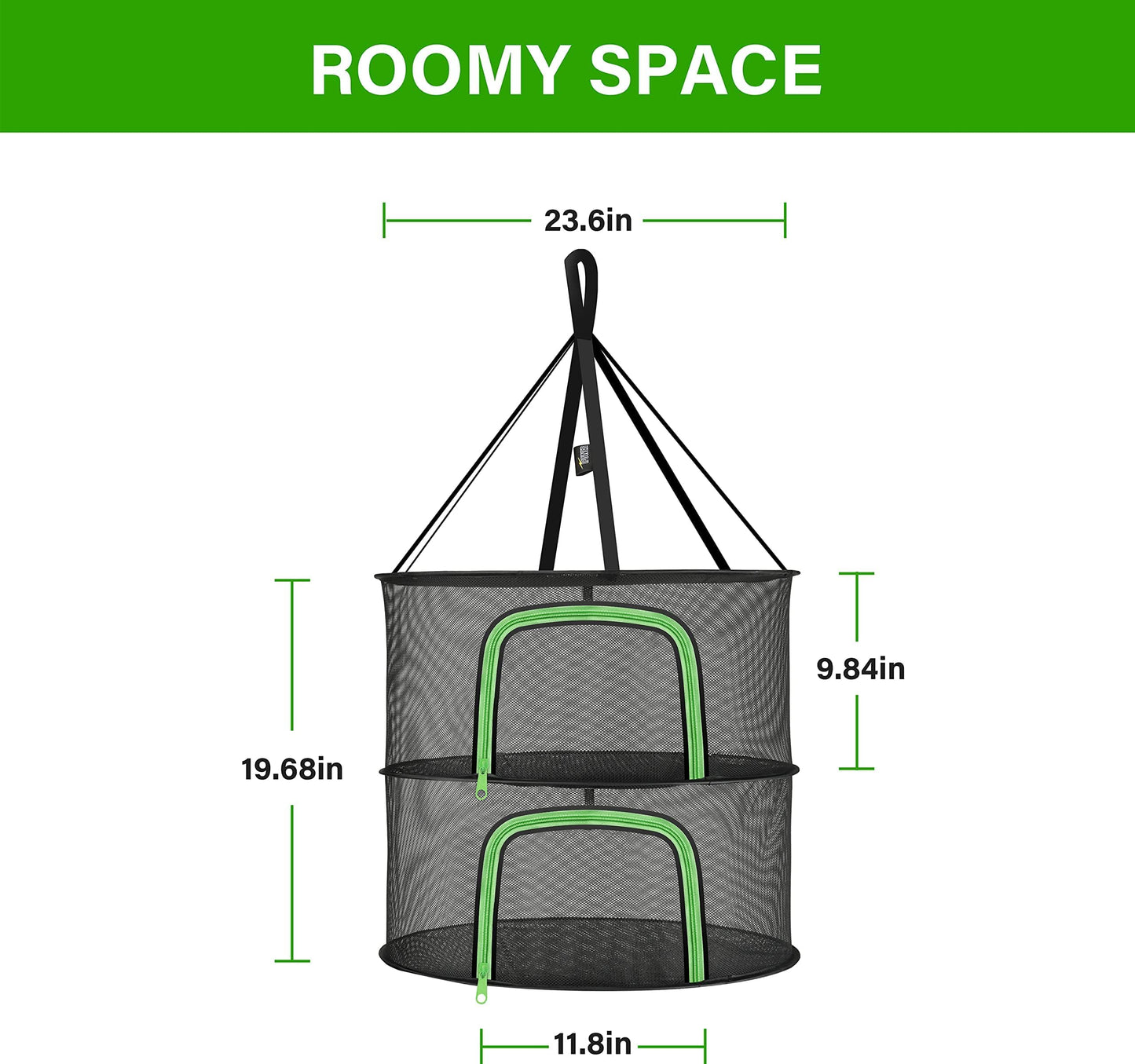 YSSOA 4 Layer 24'' Herb Drying Rack, Hanging Dry Mesh Folding Basket Dryer with Detachable Design & Hook for Plants, Herbs, Seeds and Buds in Grow Tent, Closet, Hydroponics, Garden Outdoor