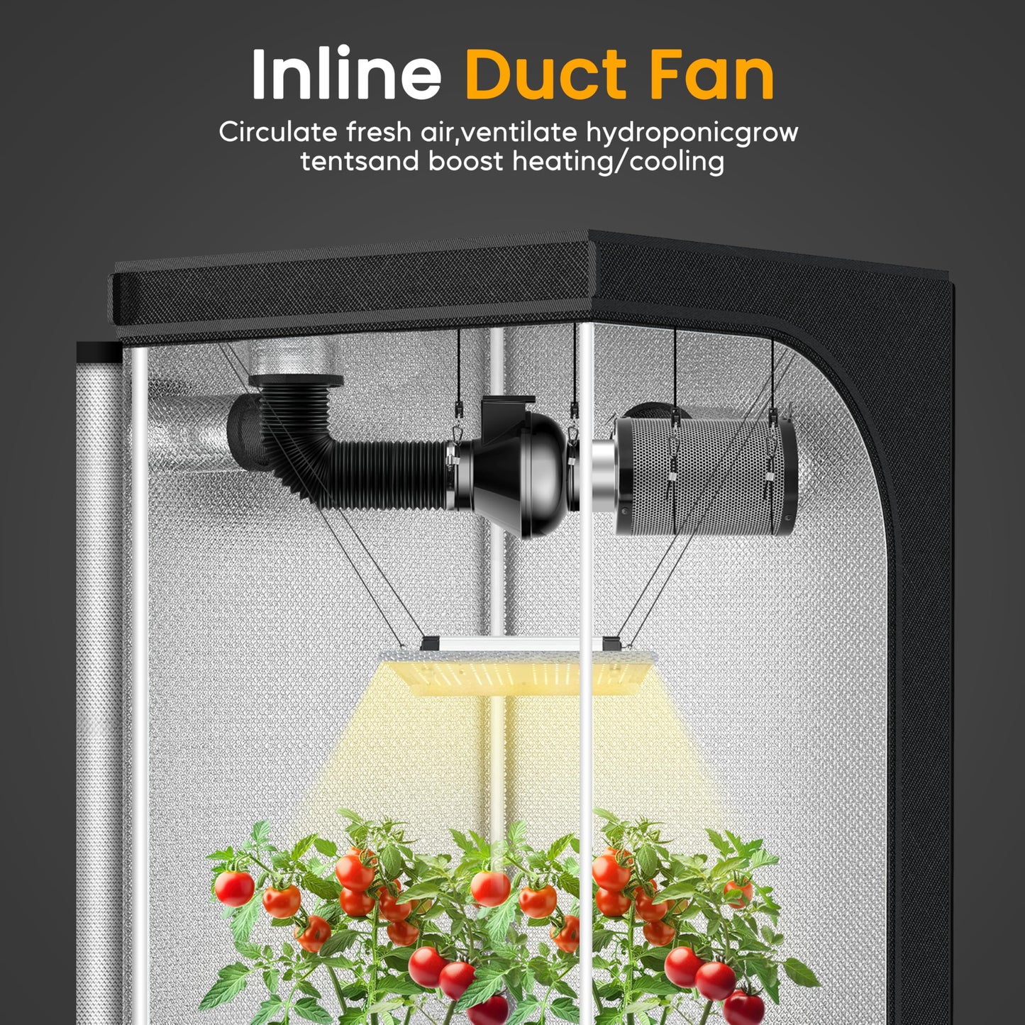 HealSmart 4 Inch Inline Duct Fan, 195 CFM Ventilation Fan, Exhaust HVAC Vent Blower for Hydroponics, Grow Tents, Basements, Attics