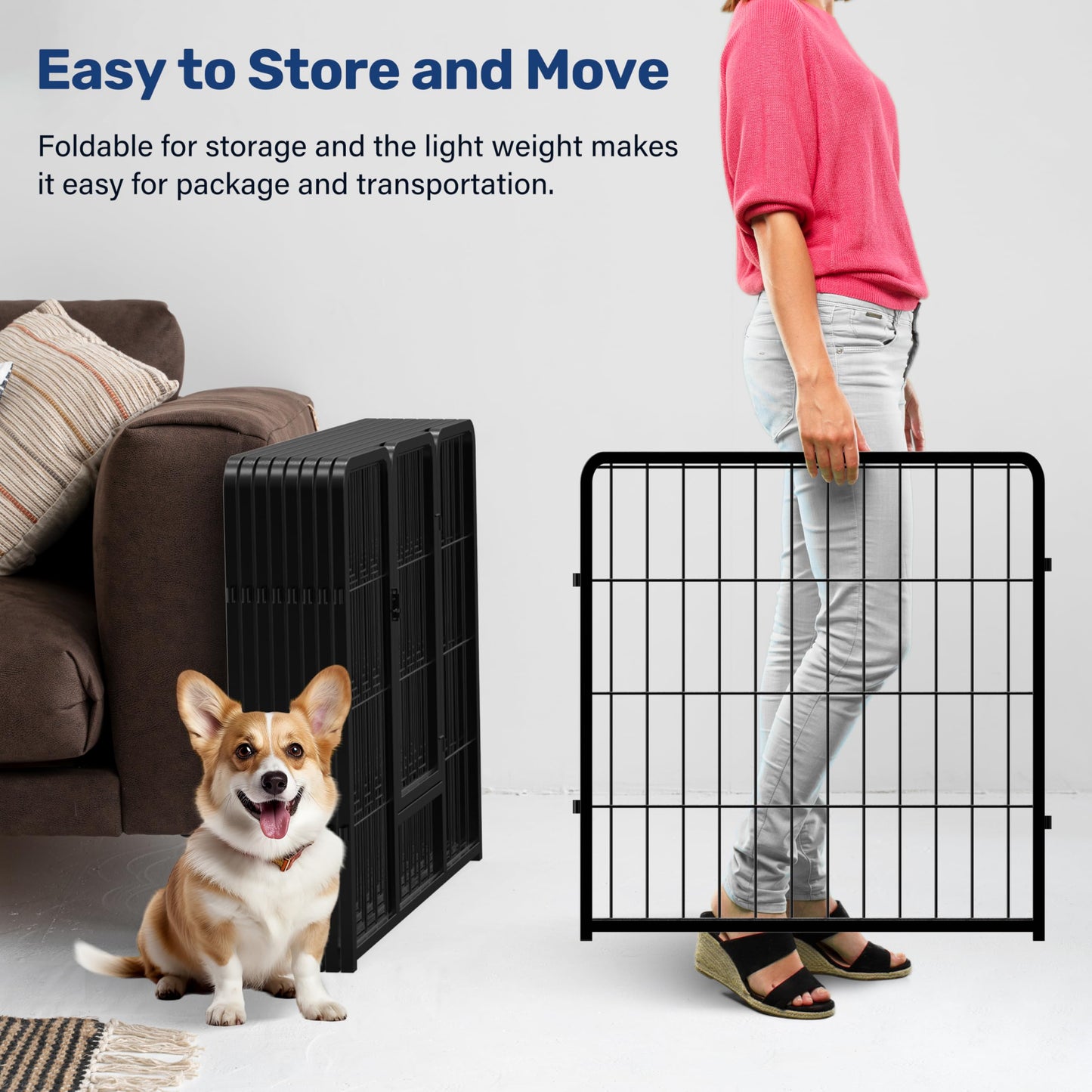 YSSOA Dog Playpen Indoor, 8 Panels Heavy Duty Metal Animal Barrier Fence