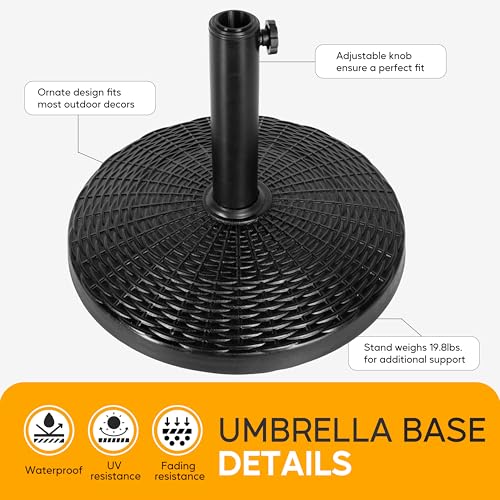 HealSmart Heavy Duty Round Stand Market Umbrella Base Holder for Patio, Outdoor, Deck, Lawn, Garden, Poolside, Bronze