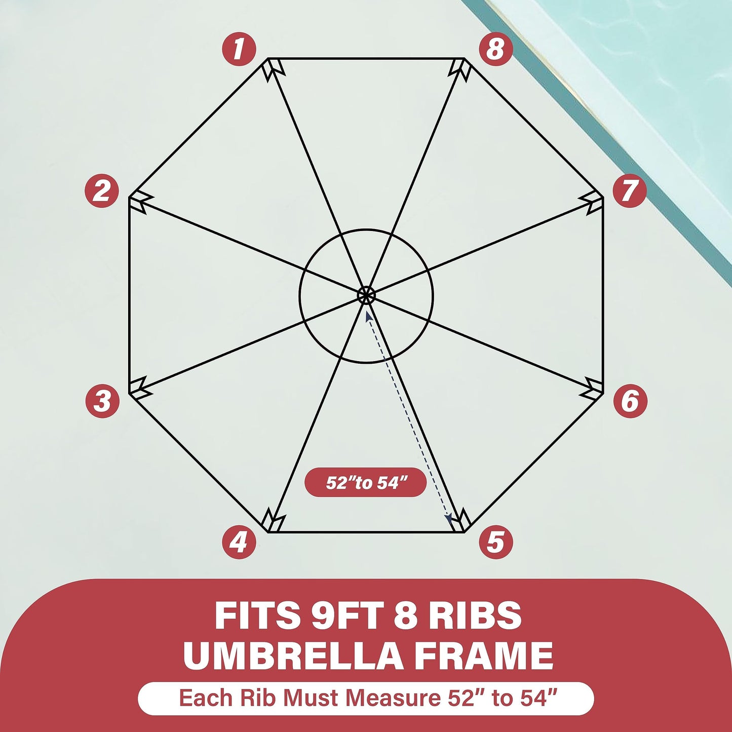 YSSOA 9ft/10ft Outdoor Market Patio Umbrella with 8 Sturdy Ribs, Tilt/Crank Push Button for Garden, Deck, Backyard and Pool