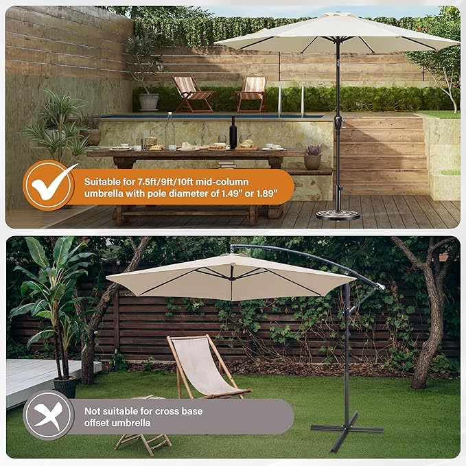 InfiniPower 24lbs Round Antiqued Umbrella Base Heavy Duty Umbrella Stand Durable Holder Patio Umbrella Base for Lawn, Deck, Poolside, Garden, Bronze