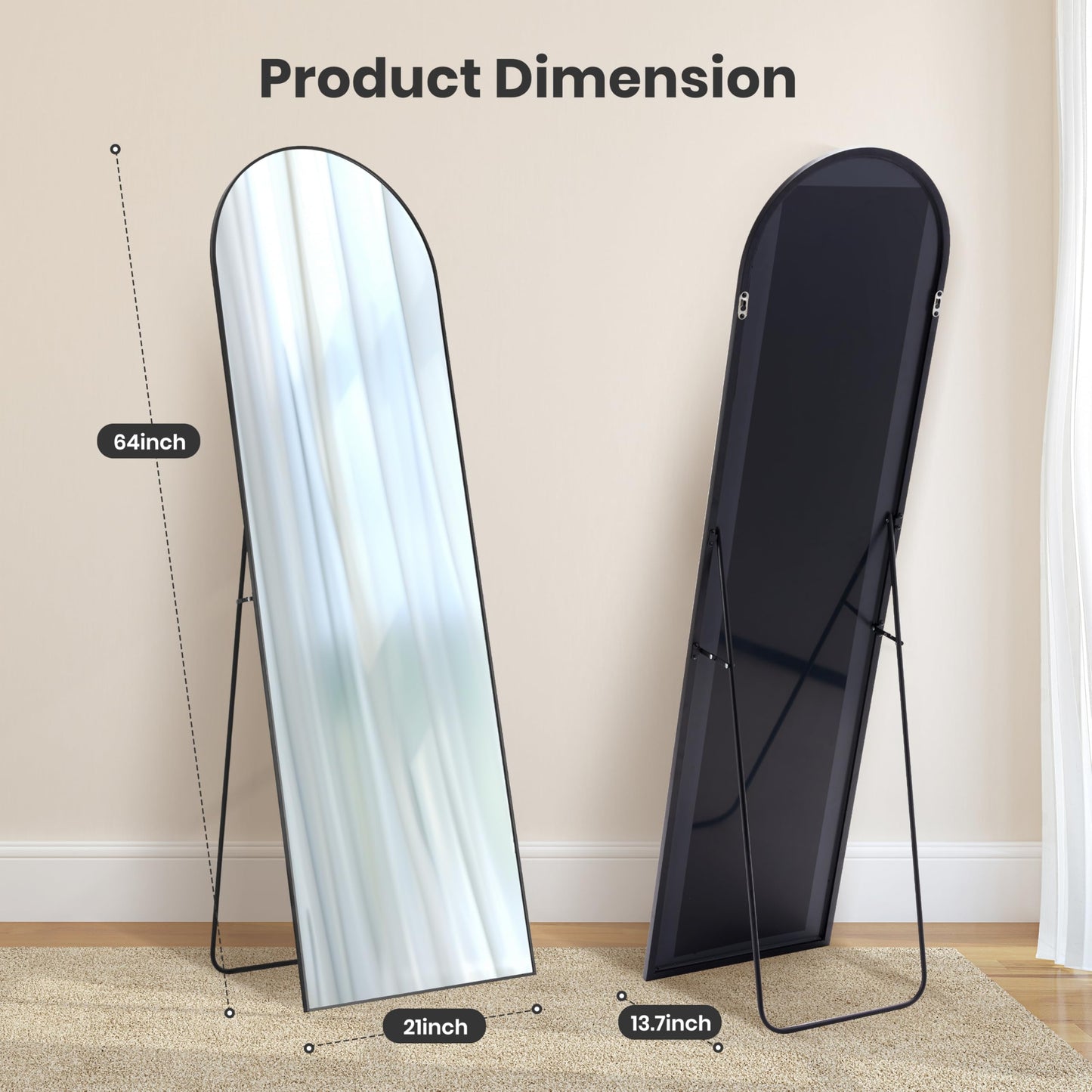 Simple Deluxe Arched Full Length Mirror