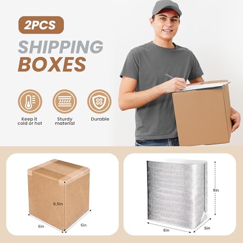 YSSOA Insulated Shipping Boxes with Aluminum Foil Liner,Thermal Insulation Cold Pack Shipping Boxes for Frozen, Reusable Styrofoam Cooler Box, Small Mailing Box