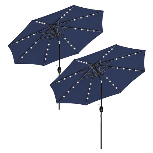 HealSmart 7.5ft Patio Umbrella with Push Button Tilt/Crank, Outdoor Table Market Yard Umbrella, 6 Sturdy Ribs for Garden, Deck, Backyard, Pool