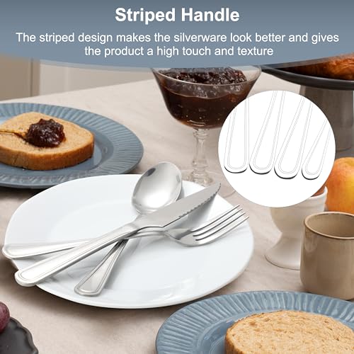 48-Piece Flatware Set, Stainless Steel Flatware Set Service for 6，Tableware Cutlery Set for Home Restaurant Party, Dinner Forks/Spoons/Knives, Square Edge & Mirror Polished, Dishwasher Safe