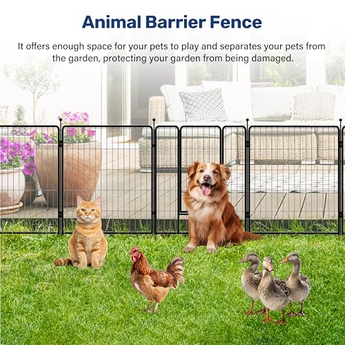Decorative Garden Fence with Gate and Panels Heavy Duty Metal Animal Barrier Fence