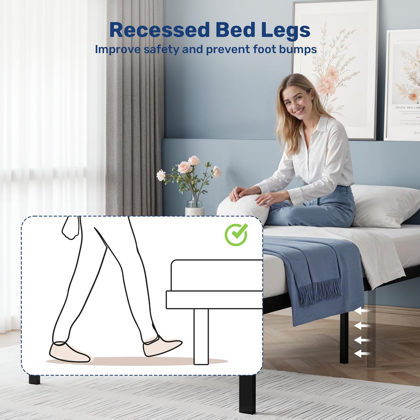 YSSOA Bed Frame, Space Under The Bed Heavy Duty Frame Bed