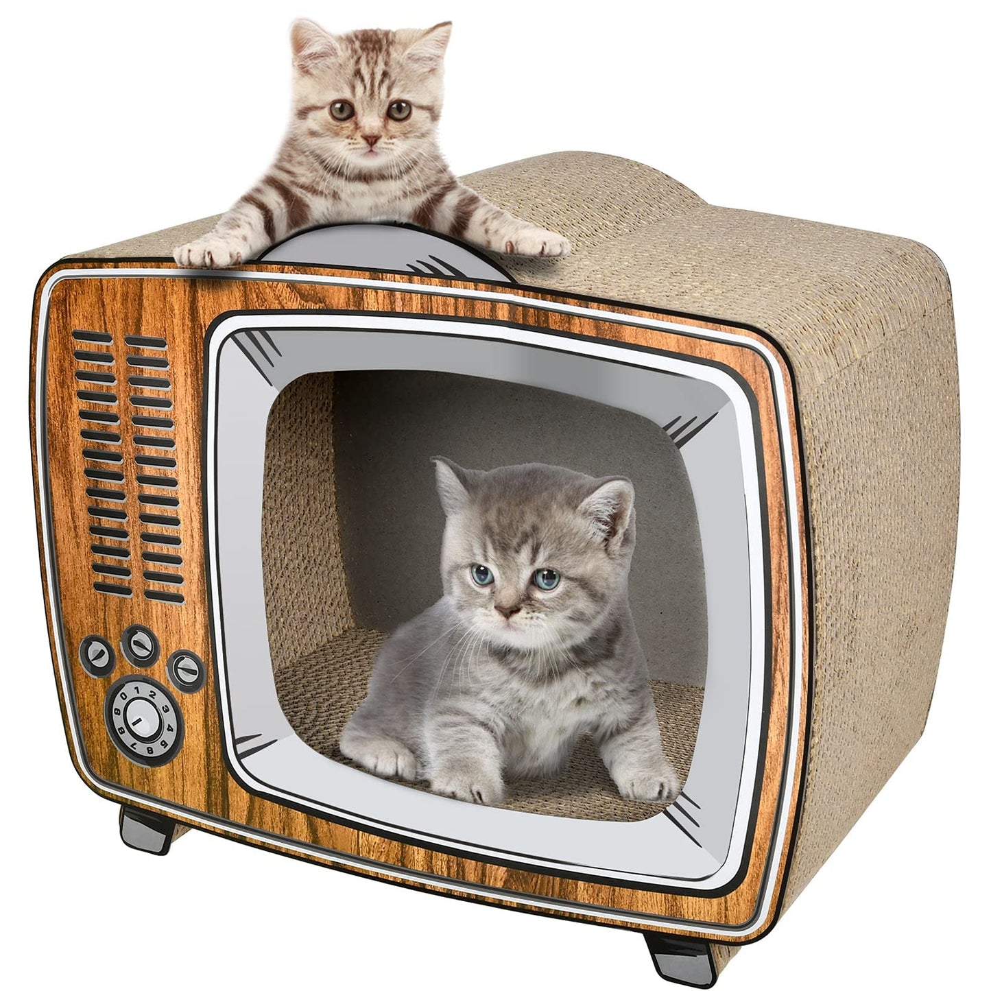 2 in 1 Cat Scratcher Cardboard Lounge Bed, Cat Scratching Pad, Durable Board Pads Prevents Furniture Damage,Large