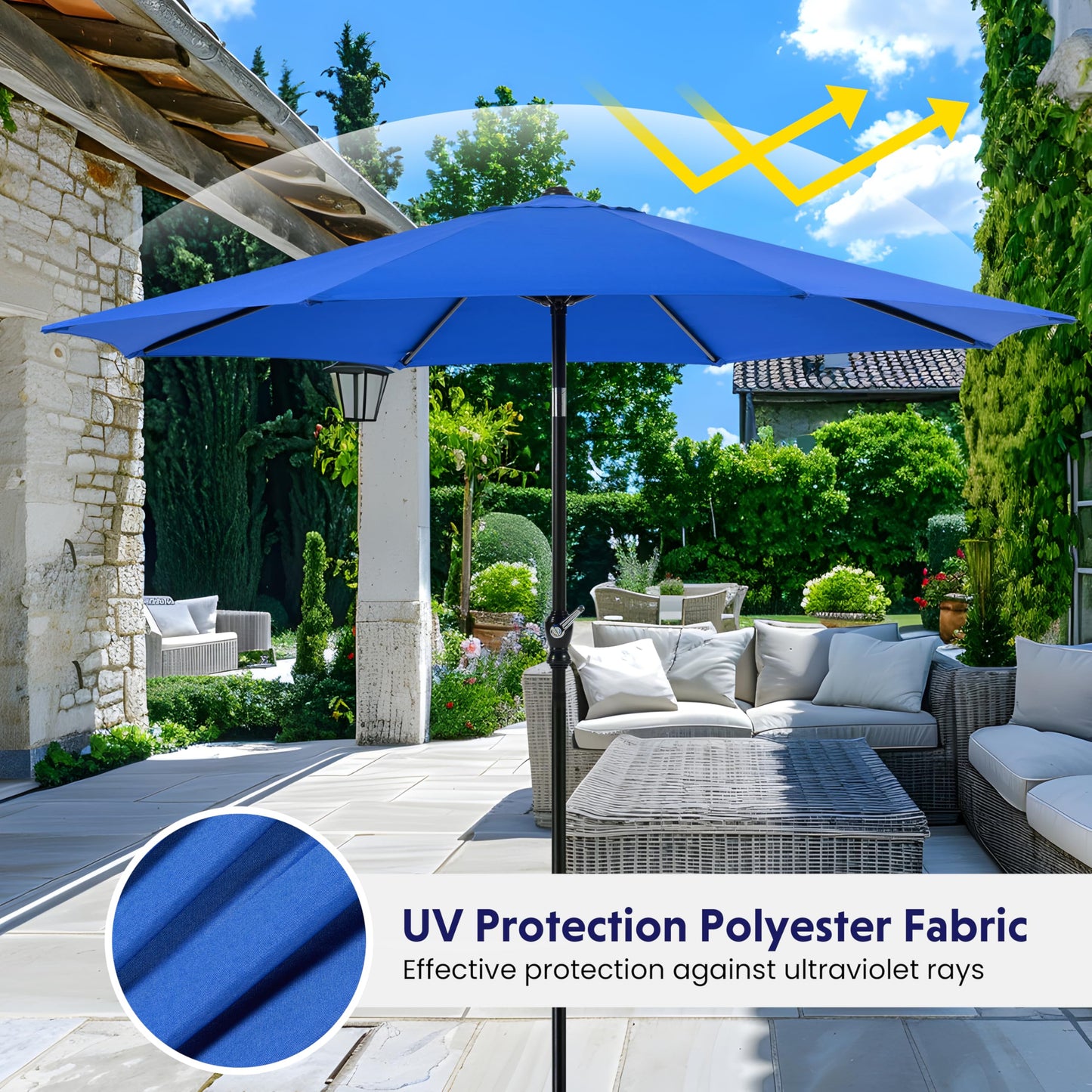 InfiniPower Outdoor Patio Umbrella Table Umbrellas with Push Button Tilt/Crank, UV Protection Waterproof for Garden Deck Backyard Pool,