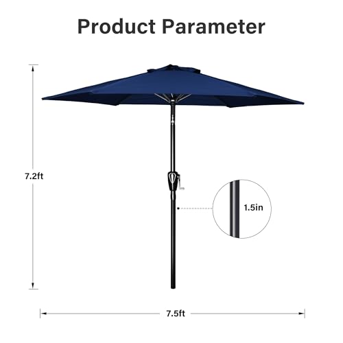 Simple Deluxe 9FT Outdoor Patio Umbrella Table Market Umbrella with Push Button Tilt and Crank, 8 Sturdy Ribs, UV Protection Waterproof for Garden, Lawn, Deck, Backyard, Pool