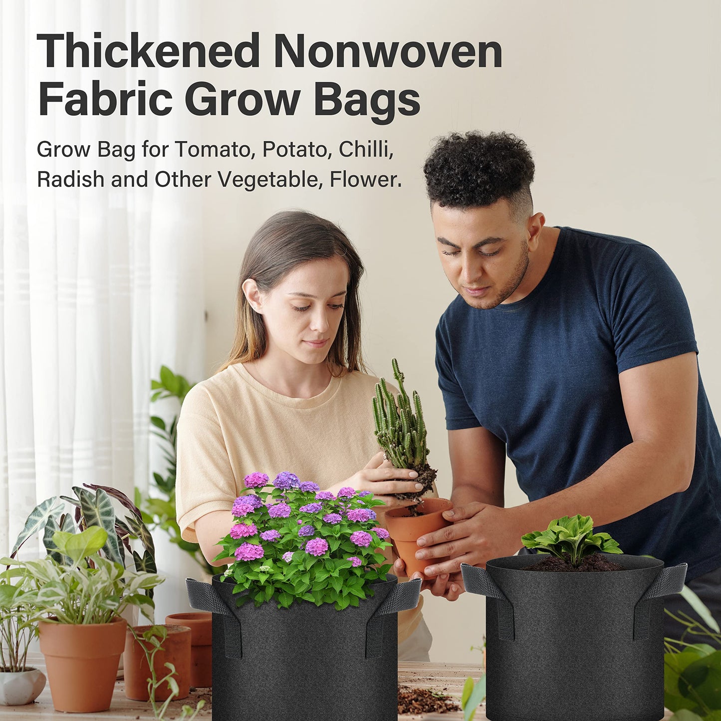 YSSOA Nonwoven Fabric Plant Pots with Handles,