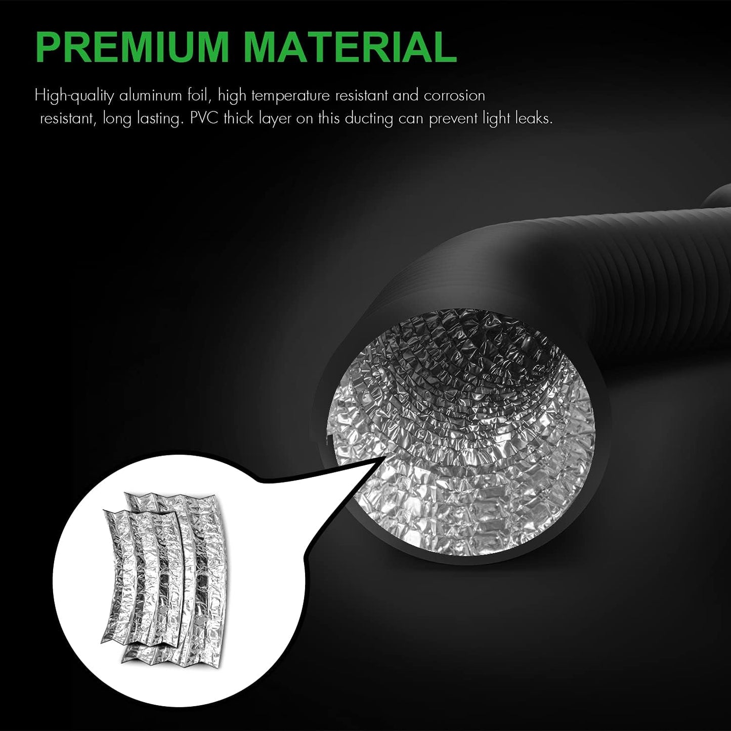 HealSmart Exhaust Inline Duct Fan Vent Booster Blower and Non-Insulated Flex Air Aluminum Foil Ducting for Indoor Grow Tent Hydroponics Ventilation