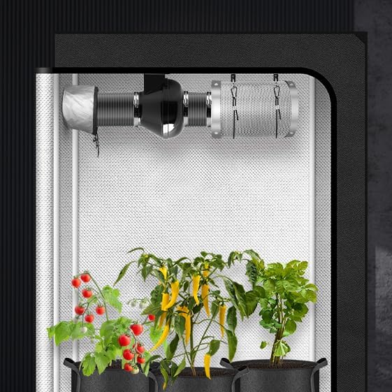 iPower Inline Fan Circulation Vent Blower and Air Carbon Filter Ducting Combo for Grow Tent Ventilation