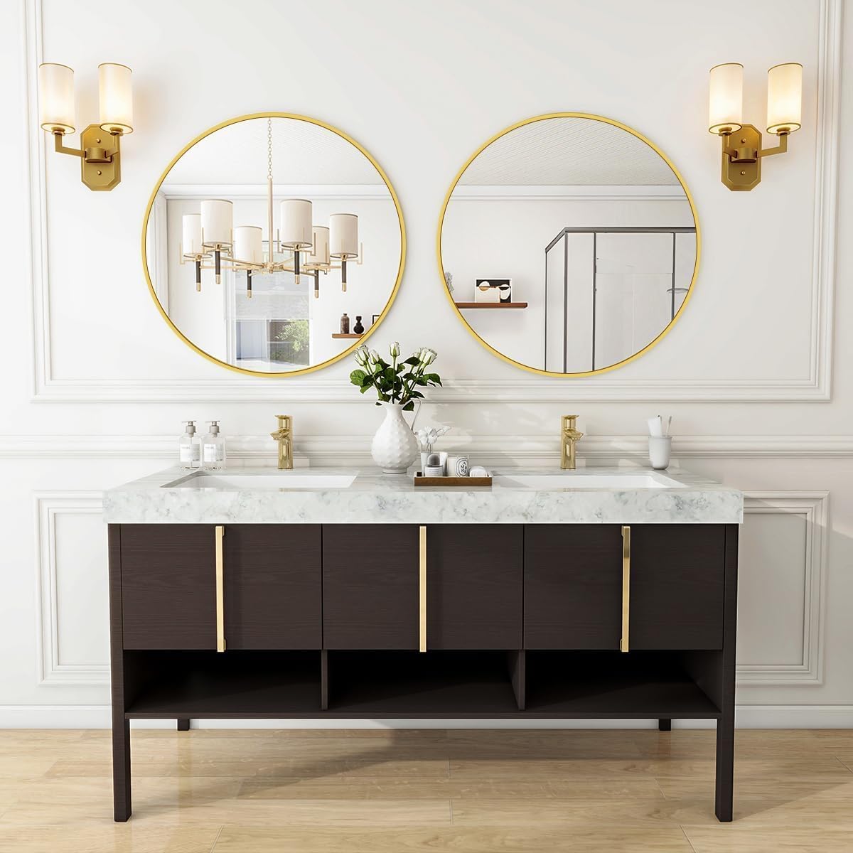 Round Bathroom Mirror, Wall Mirror for Bathroom, Living Room, Bedroom, Vanity, Entryway, Hallway