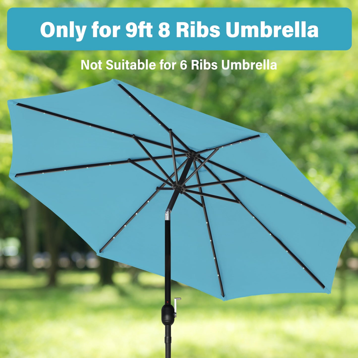 HealSmart 9' Patio Umbrella Replacement Canopy Cover with 8 Ribs, Outdoor Table Market Yard Umbrellas