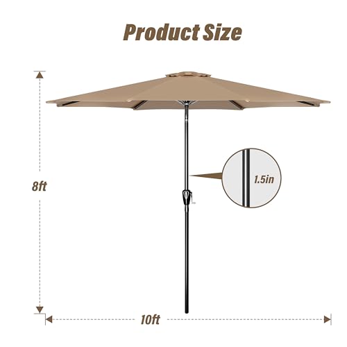 Simple Deluxe 9FT Outdoor Patio Umbrella Table Market Umbrella with Push Button Tilt and Crank, 8 Sturdy Ribs, UV Protection Waterproof for Garden, Lawn, Deck, Backyard, Pool