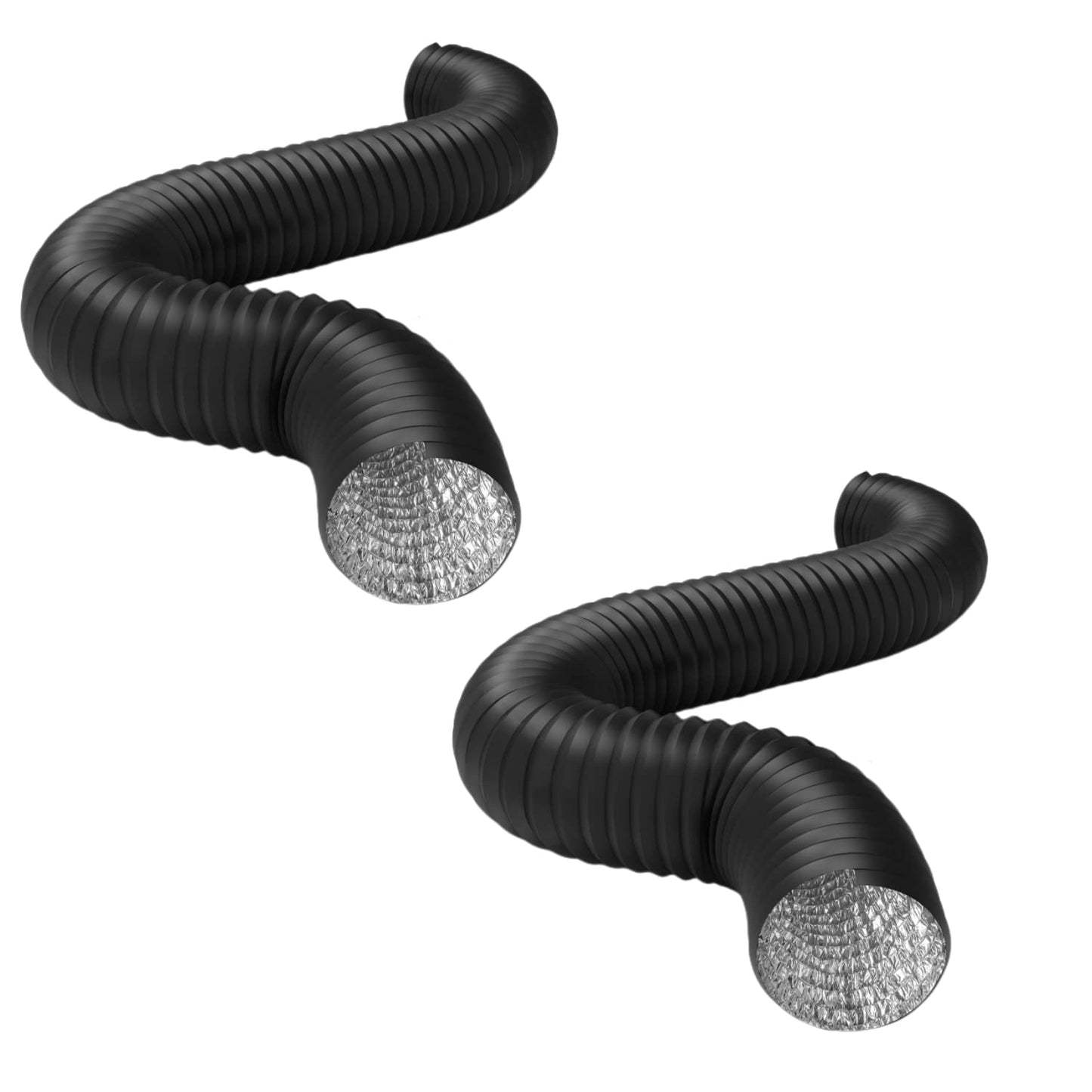 iPower Flexible Aluminum Ducting 4 Layer Protection Dryer Vent Hose for HVAC Heating Cooling Ventilation and Exhaust, 2 Clamps Included