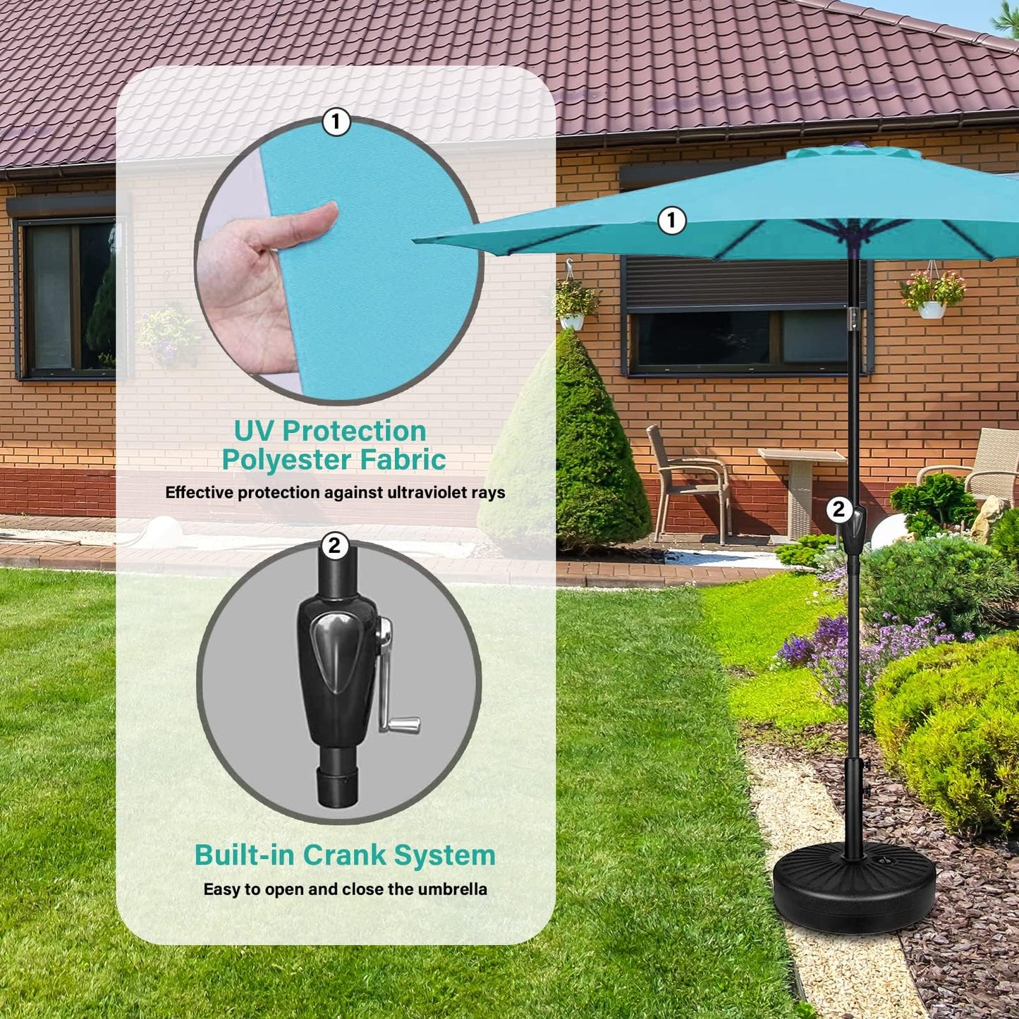 YSSOA Fillable Mobile Offset Patio Base Heavy Duty Market Cantilever Umbrella Stand Square