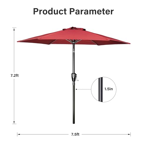 Simple Deluxe 9FT Outdoor Patio Umbrella Table Market Umbrella with Push Button Tilt and Crank, 8 Sturdy Ribs, UV Protection Waterproof for Garden, Lawn, Deck, Backyard, Pool