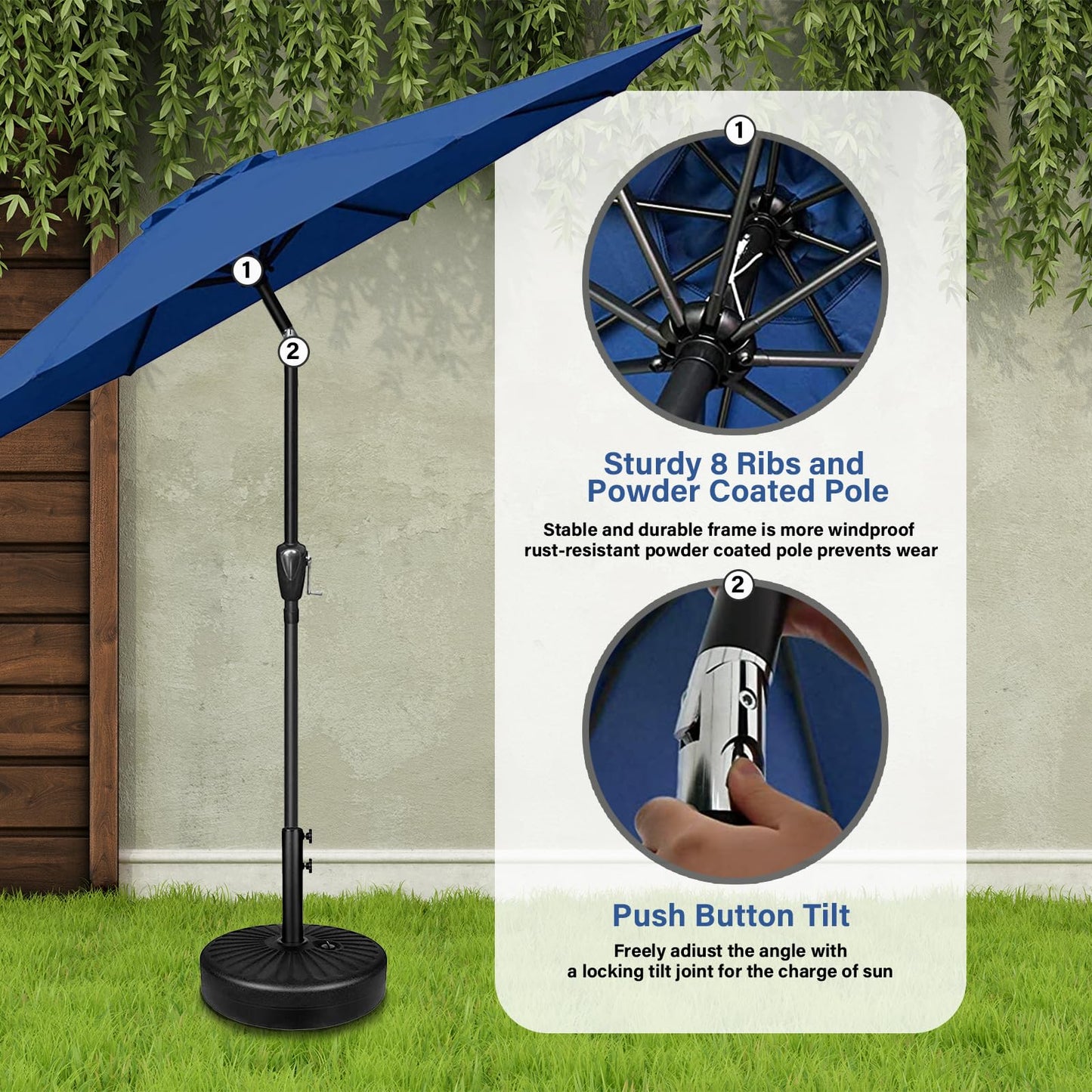 YSSOA Fillable Mobile Offset Patio Base Heavy Duty Market Cantilever Umbrella Stand Square