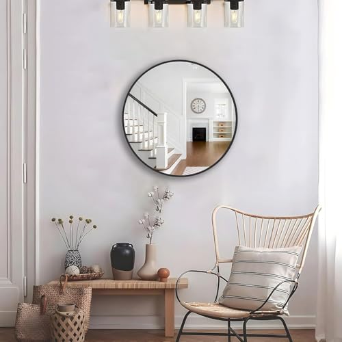 Simple Deluxe Black 20 Inch Circle Mirror