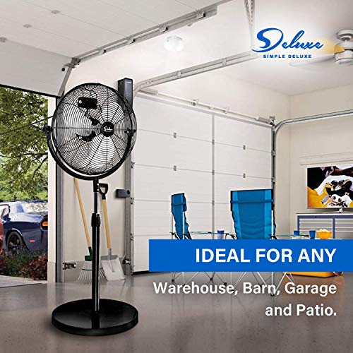 Simple Deluxe Pedestal Standing Fan, High Velocity, Heavy Duty Metal For Industrial, Commercial, Residential, Greenhouse Use, Black, 2Pack