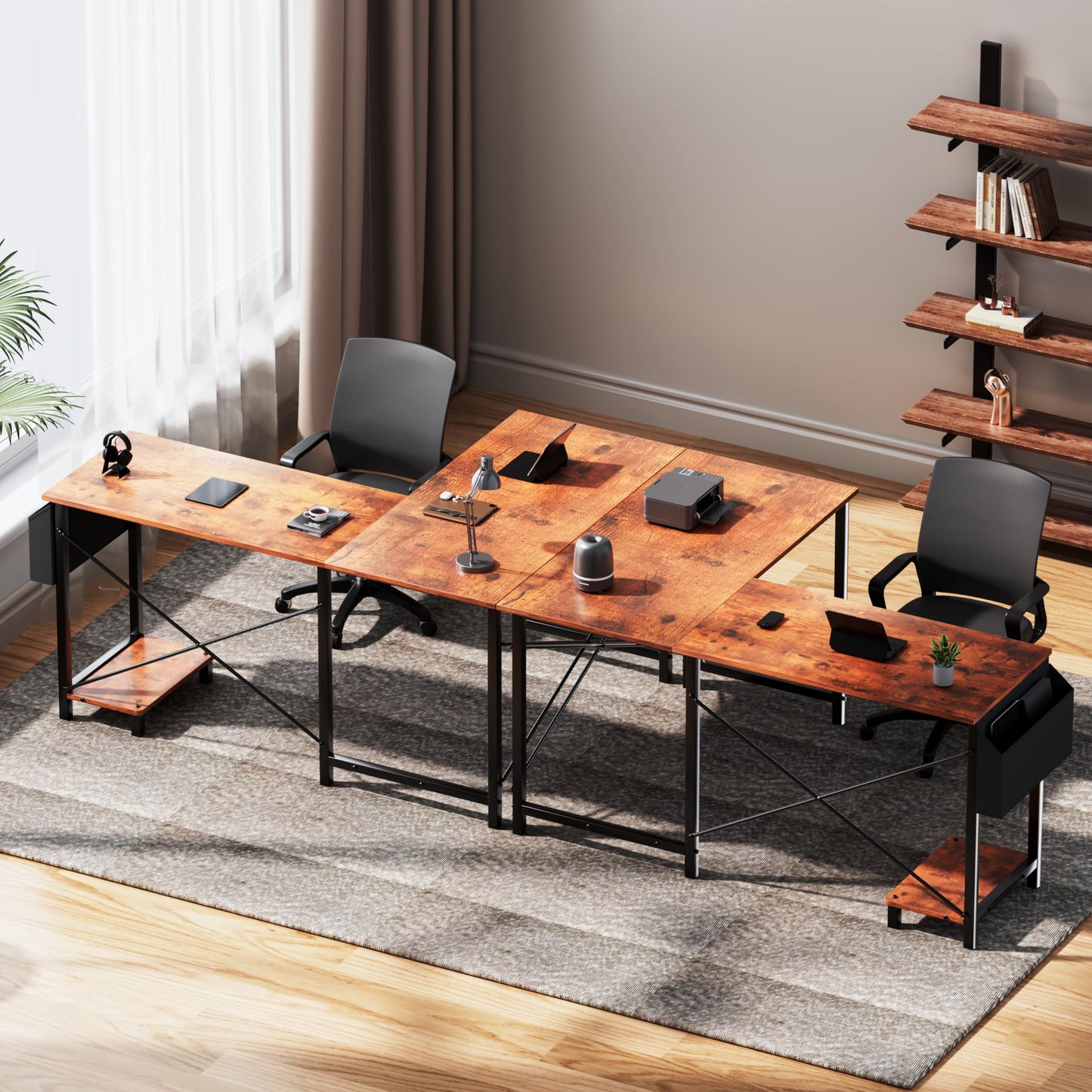 YSSOA 50" L Shaped Gaming Desk with Reversible Corner - Home Office Computer Desk with Wood Top, Metal Frame, CPU Stand & Storage Bag for Small Space, Gaming Room