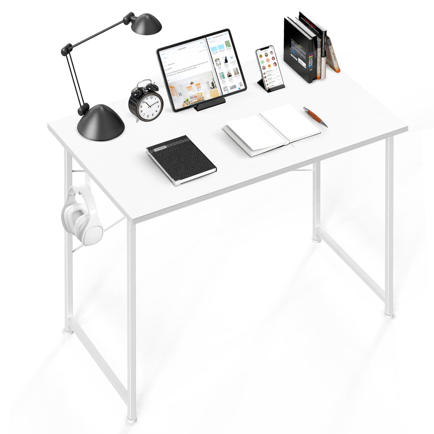 YSSOA Work Study Writing Student Kids Bedroom Wood Modern Simple Table with Headphone Hooks