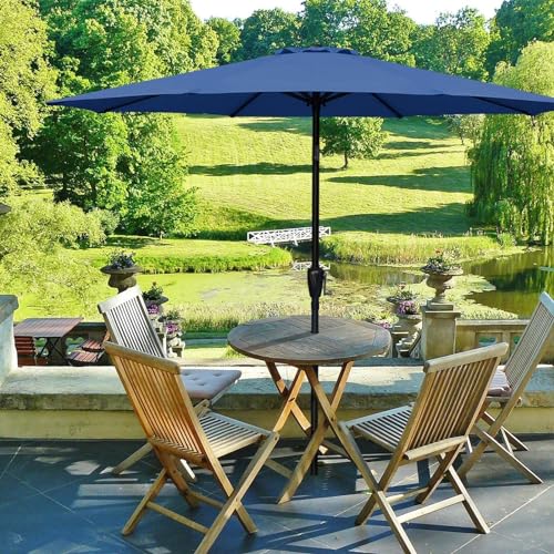 Simple Deluxe Patio Umbrella Outdoor, UV Protection Sunshade with Push Button Tilt/Crank and 8 Sturdy Ribs, for Table Garden Lawn Beach Pool