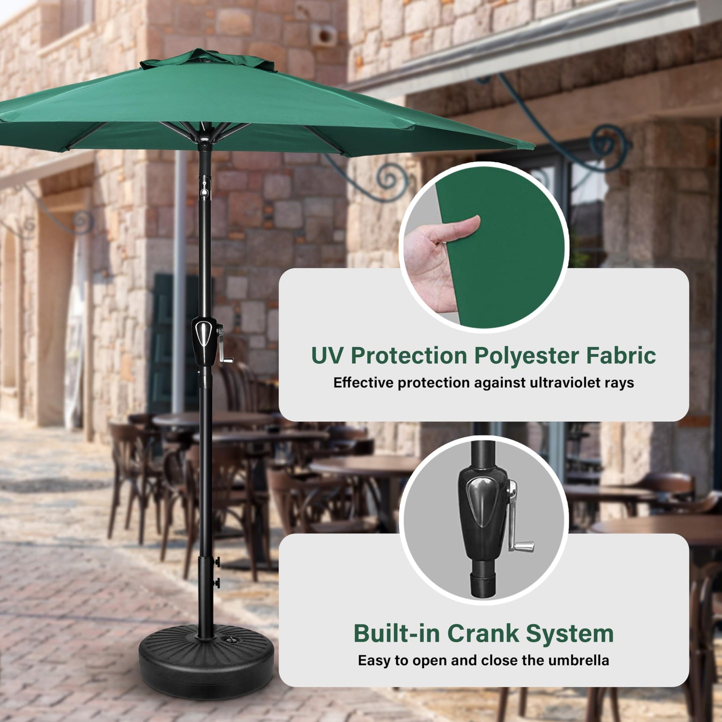 InfiniPower Outdoor Patio Umbrella Table Umbrellas with Push Button Tilt/Crank, UV Protection Waterproof for Garden Deck Backyard Pool,
