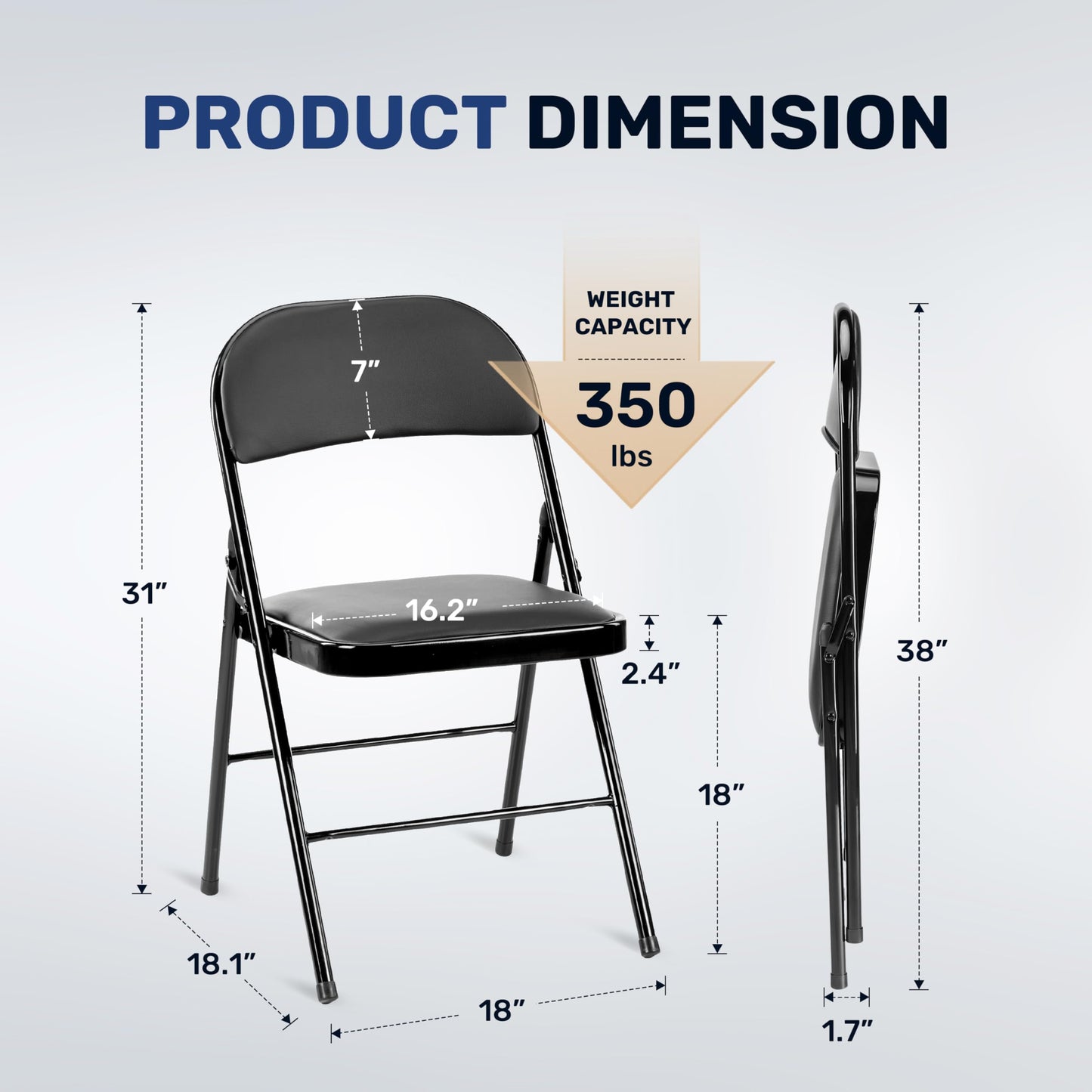 YSSOA 2 Pack Folding Chairs with Padded Vinyl Cushion Seats Commercial Event Seat