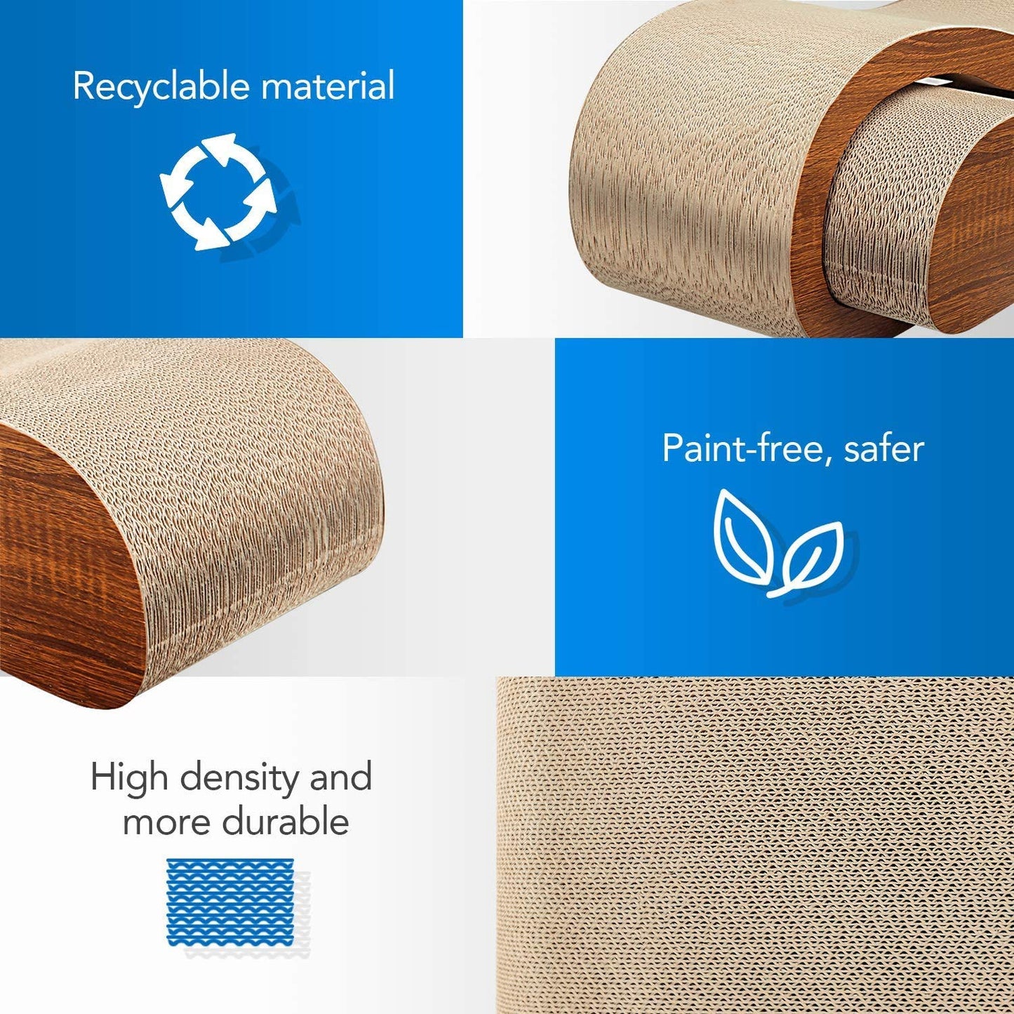 2 in 1 Cat Scratcher Cardboard Lounge Bed, Cat Scratching Pad, Durable Board Pads Prevents Furniture Damage,Large