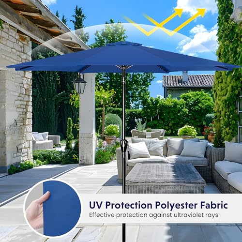 iPower 9ft Patio Umbrella Outdoor Table Umbrellas with 8 Sturdy Ribs, Push Button Tilt and Crank for Yard, Pool and Garden