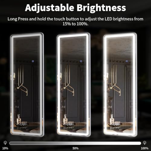 Simple Deluxe Floor Mirror with Dimming & 3 Color Lighting, Free Standing Floor Mirror, Lighted Full Body Mirror for Bedroom, Dressing Room, Cloakroom