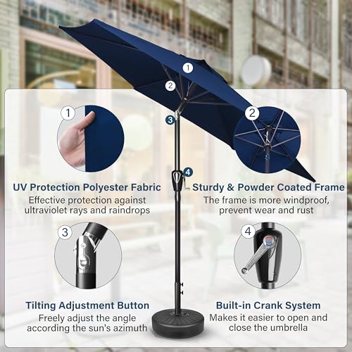 Simple Deluxe Patio Umbrella Outdoor Table Market Yard Umbrella with Push Button