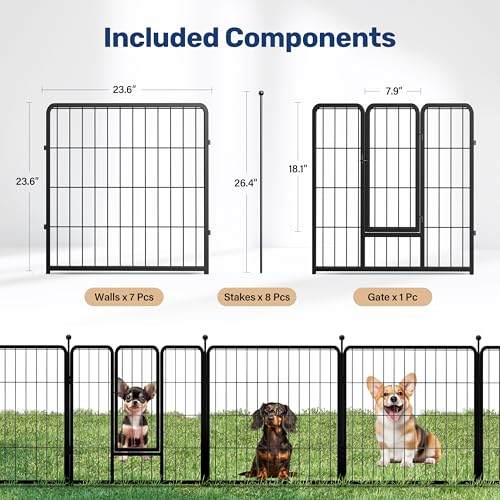 Decorative Garden Fence with Gate and Panels Heavy Duty Metal Animal Barrier Fence