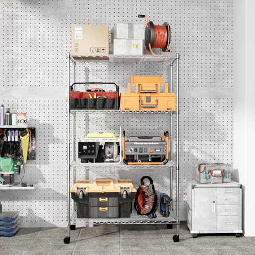 YSSOA 1-Tier Shelving Units, 29.92" W x 13.98" D x 14.96" H Steel Wire Rack Storage Shelving Organizer, Chrome