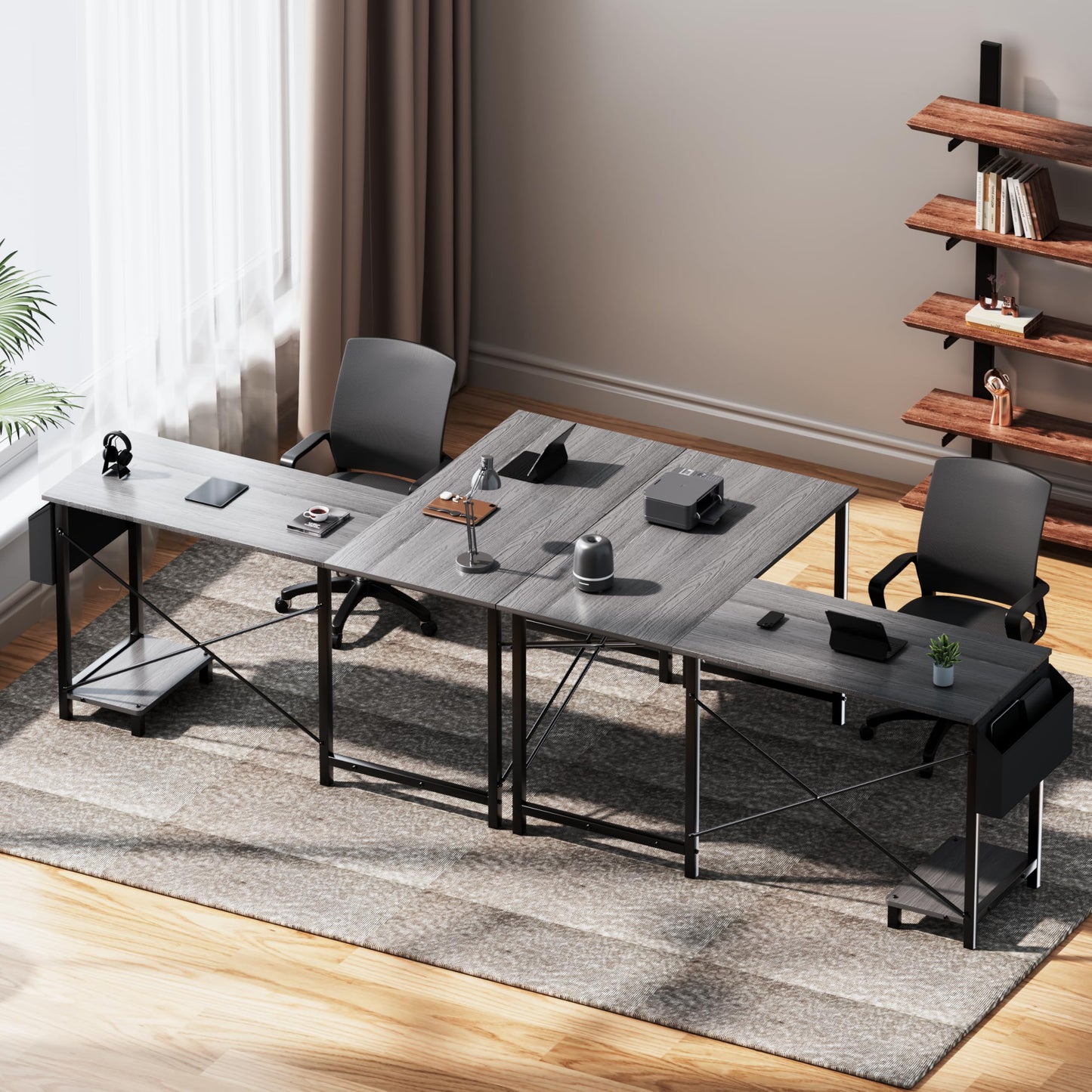 YSSOA 50" L Shaped Gaming Desk with Reversible Corner - Home Office Computer Desk with Wood Top, Metal Frame, CPU Stand & Storage Bag for Small Space, Gaming Room