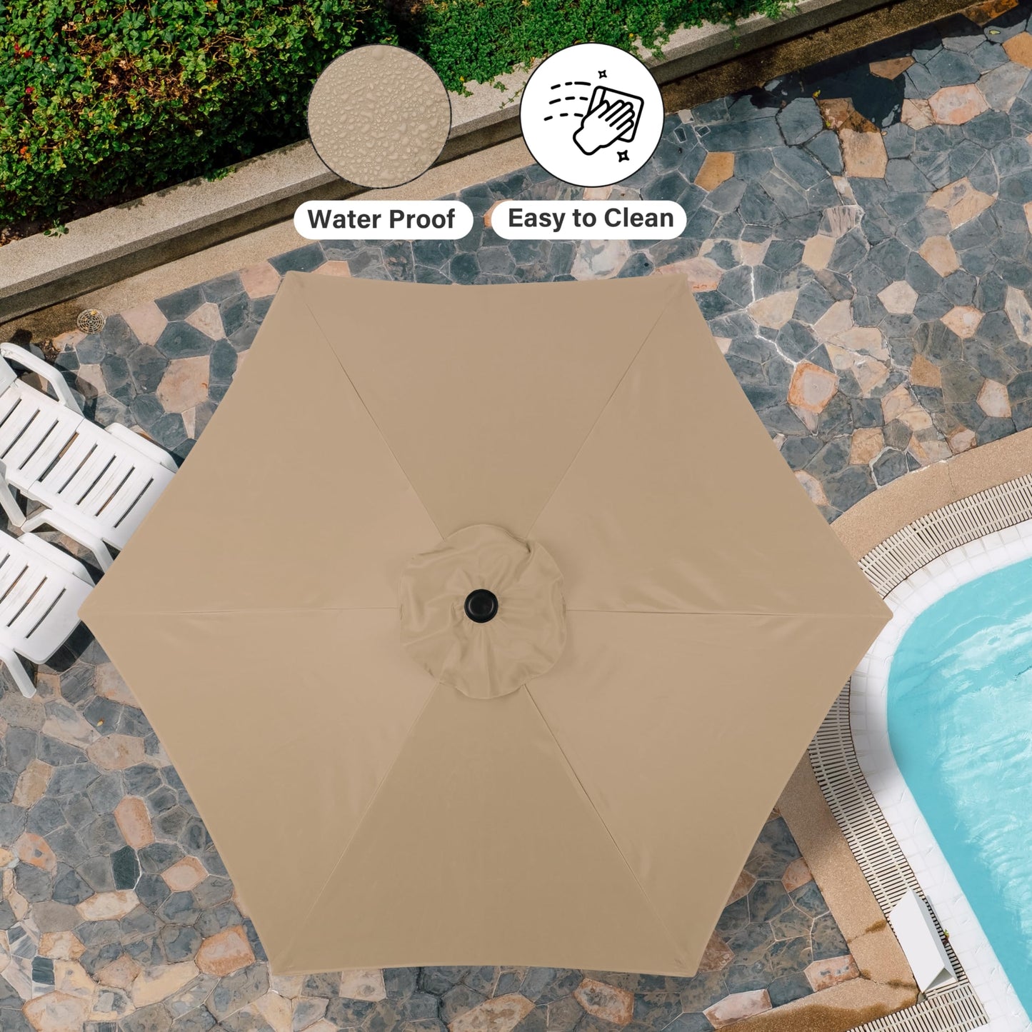 Simple Deluxe 9FT Outdoor Patio Umbrella Table Market Umbrella with Push Button Tilt and Crank, 8 Sturdy Ribs, UV Protection Waterproof for Garden, Lawn, Deck, Backyard, Pool