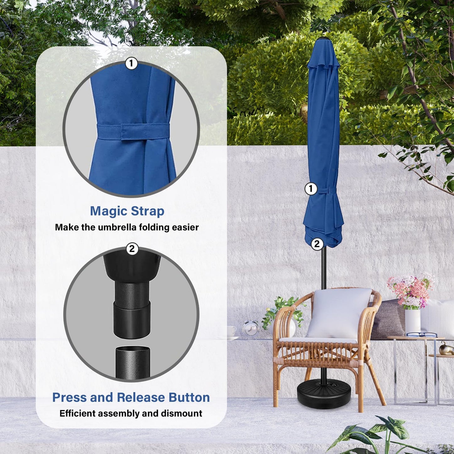 YSSOA Fillable Mobile Offset Patio Base Heavy Duty Market Cantilever Umbrella Stand Square