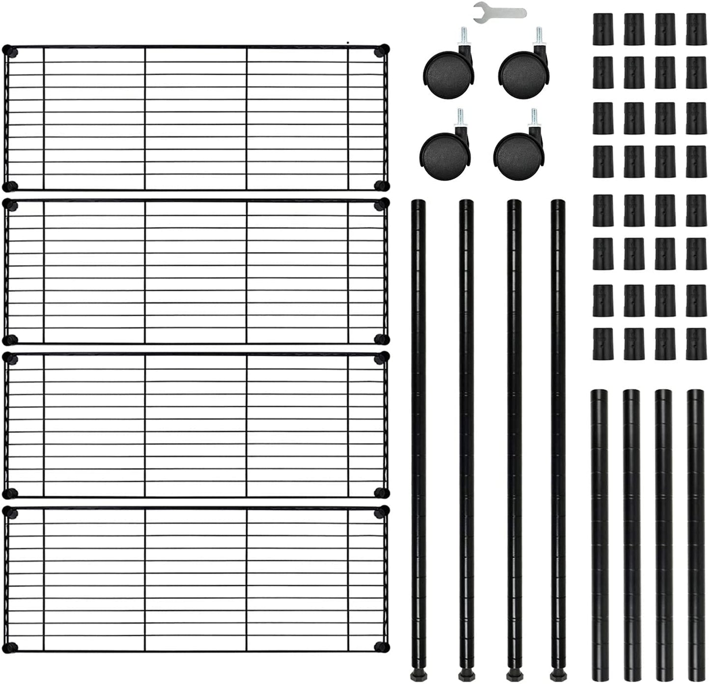 Simple Deluxe Heavy Duty 4-Shelf Storage Shelving Unit, 36" D x 14" W x 55.91" H Steel Organizer Wire Rack 1000Lb Capacity, Black, 2 Pack