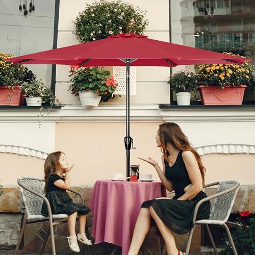 YSSOA 9ft/10ft Outdoor Market Patio Umbrella with 8 Sturdy Ribs, Tilt/Crank Push Button for Garden, Deck, Backyard and Pool