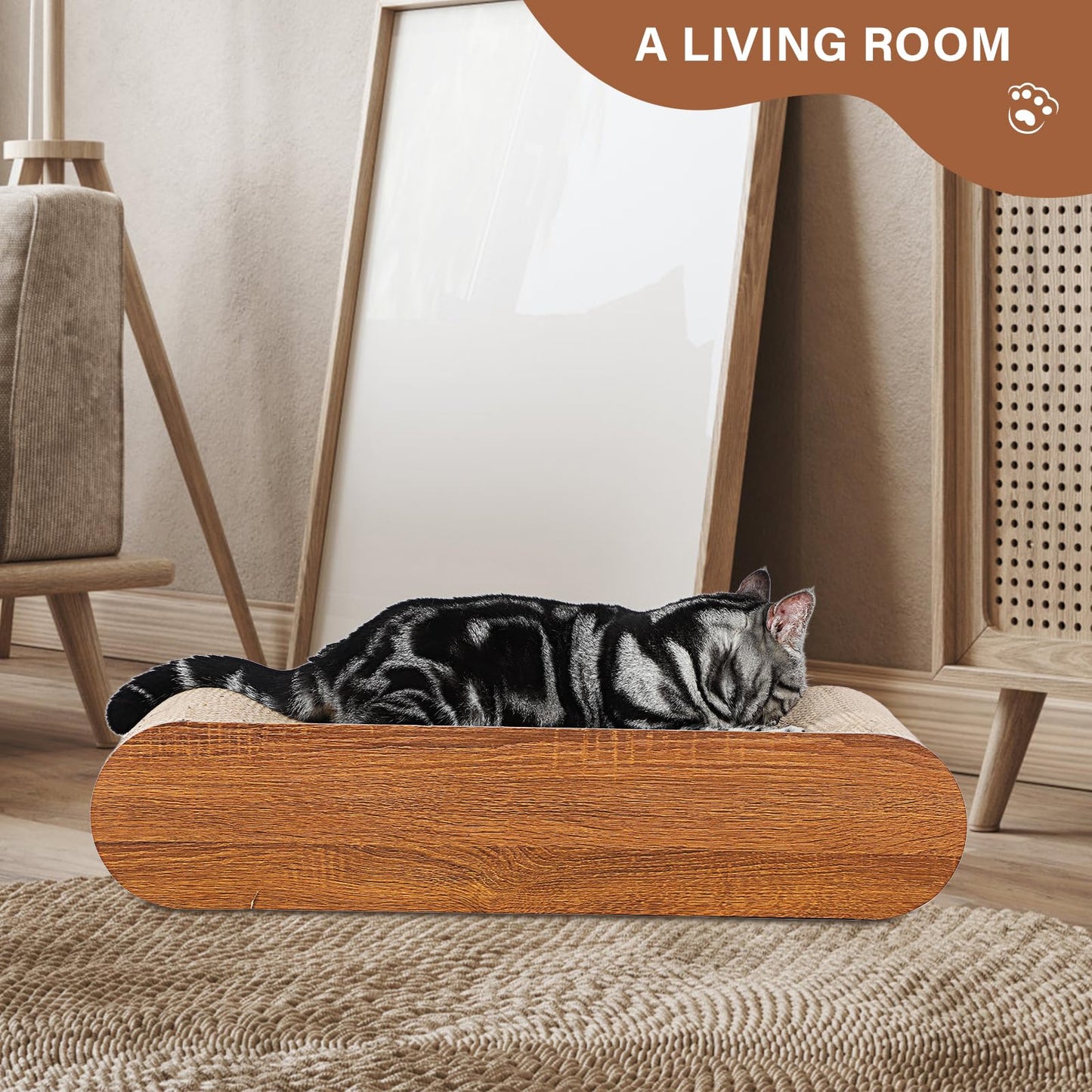 2 in 1 Cat Scratcher Cardboard Lounge Bed, Cat Scratching Pad, Durable Board Pads Prevents Furniture Damage,Large